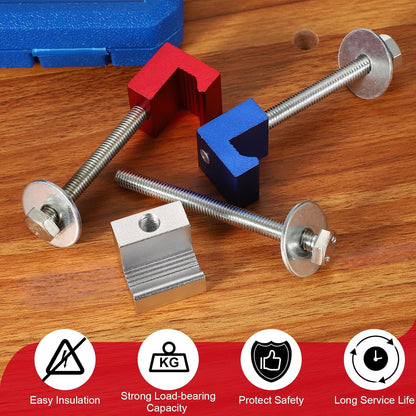  Sourcing Map Lot De 4 Crochets Croisés En J - Kit De Montage En Aluminium Pour Boîte à Outils De Camionnette - Surface Anodisée Avec écrous De Fixation - Rouge