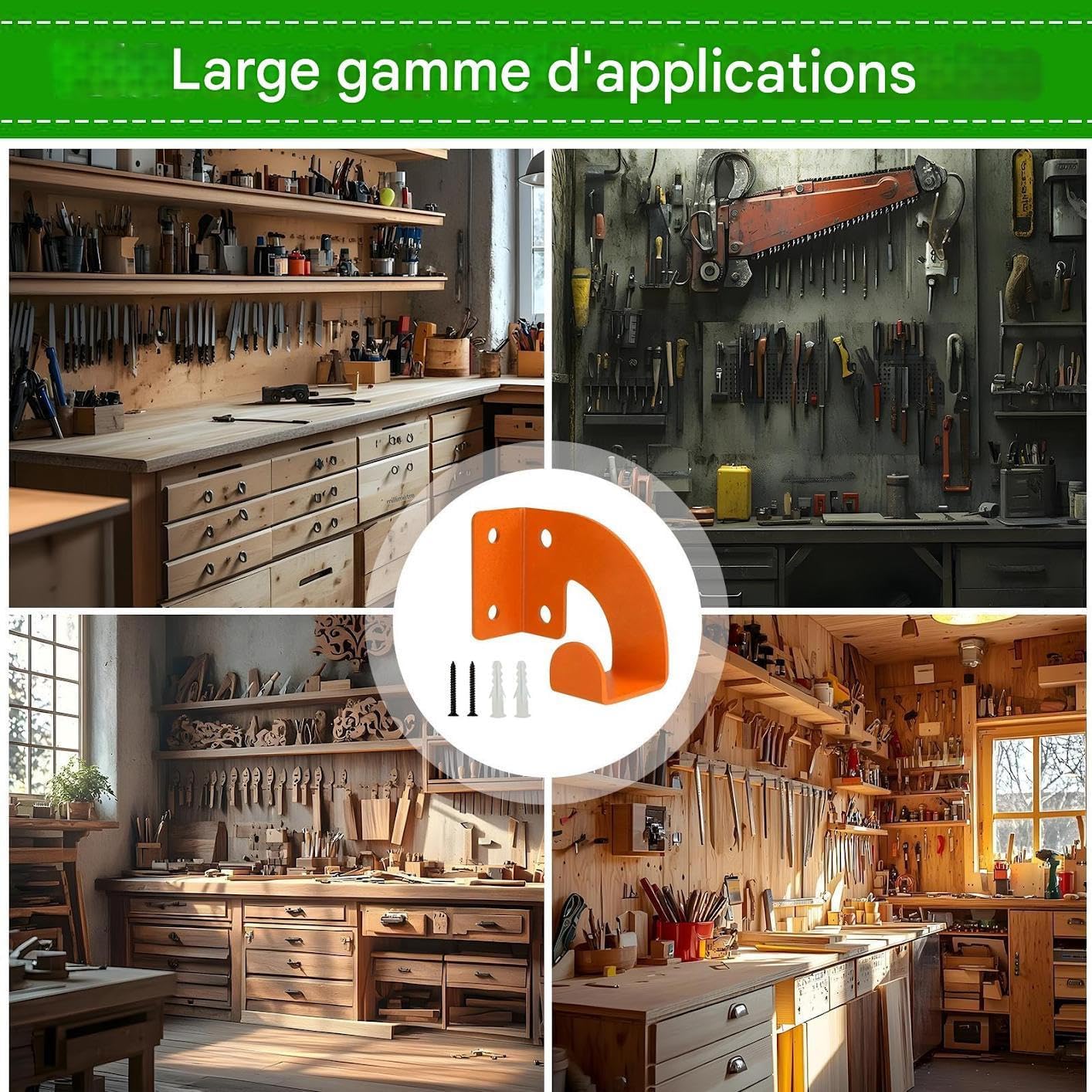  Dispositif De Fixation Mural Pour Tronçonneuse - En Acier Robust Résistant À La Rouille Pour Usage Intensif | Dispositif De Support Mural Pour Tronçonneuse | Pour Câbles Tuyaux Pelles Atelier Garage J