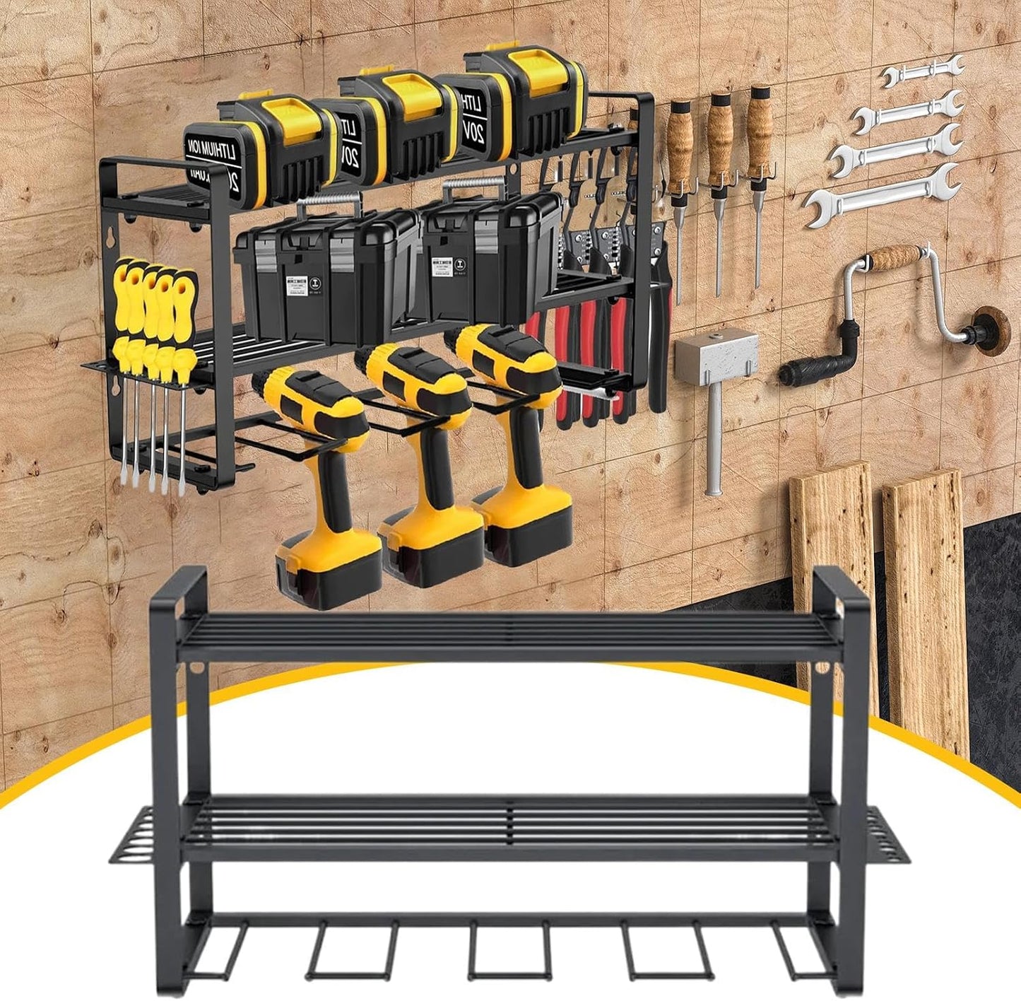  Rangement Pour Outils électriques, étagère De Rangement à 3 Couches, Organiseur Mural D'outils électriques, étagère Modulaire Pour Perceuse, étagère à Outils électriques, Organiseur D'outils