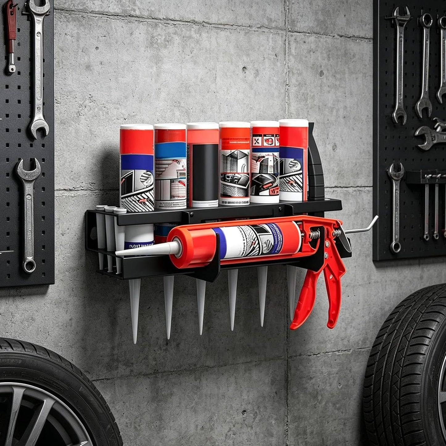 Genérico Generico Organisateur Porte-bouteilles En Spray, Organisateur De Tubes D'étanchéité, Support Mural Pour Buses Adhésives, Utilisable Dans L'industrie, Le Garage, La Maison, L'abri De Jardin, L'entrepôt