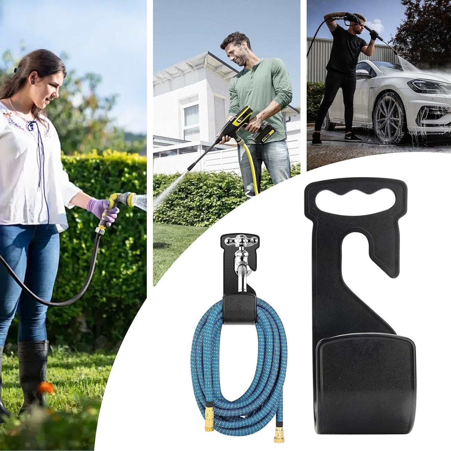 GENERIC Support De Tuyau, Support Mural Robuste Et Portable, Organiseur De Tuyau De Jardin | Pour Extérieur, Garage, Maison, Maison, Piscine, Terrasse, Clôture, Nettoyage De Jardinage