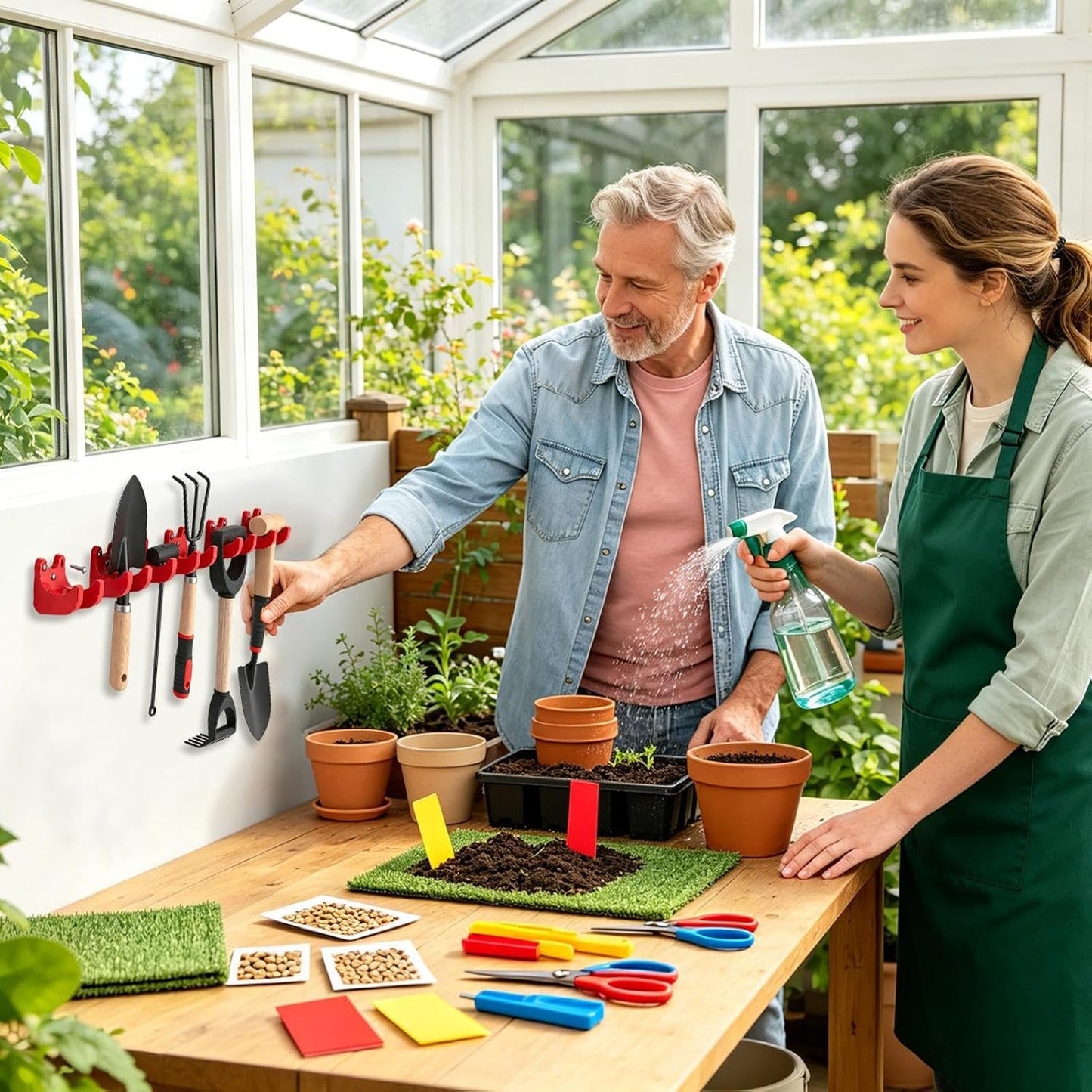 GENERIC Organiseur Mural De Garage | Robuste Sans Perçage étanche | Grand Cintre Pour Outils De Jardin | Pour Maison, Atelier, Balcon, Cour Extérieure