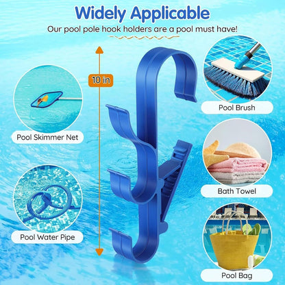 GENERIC Crochets De Piscine Pour Mâts, Support De Rangement étanche à 3 Crochets Réglables | Équipement De Piscine – Pour Tiges Télescopiques, épuisettes, Brosses, écumoire, Tuyau D'aspirateur, Outils De