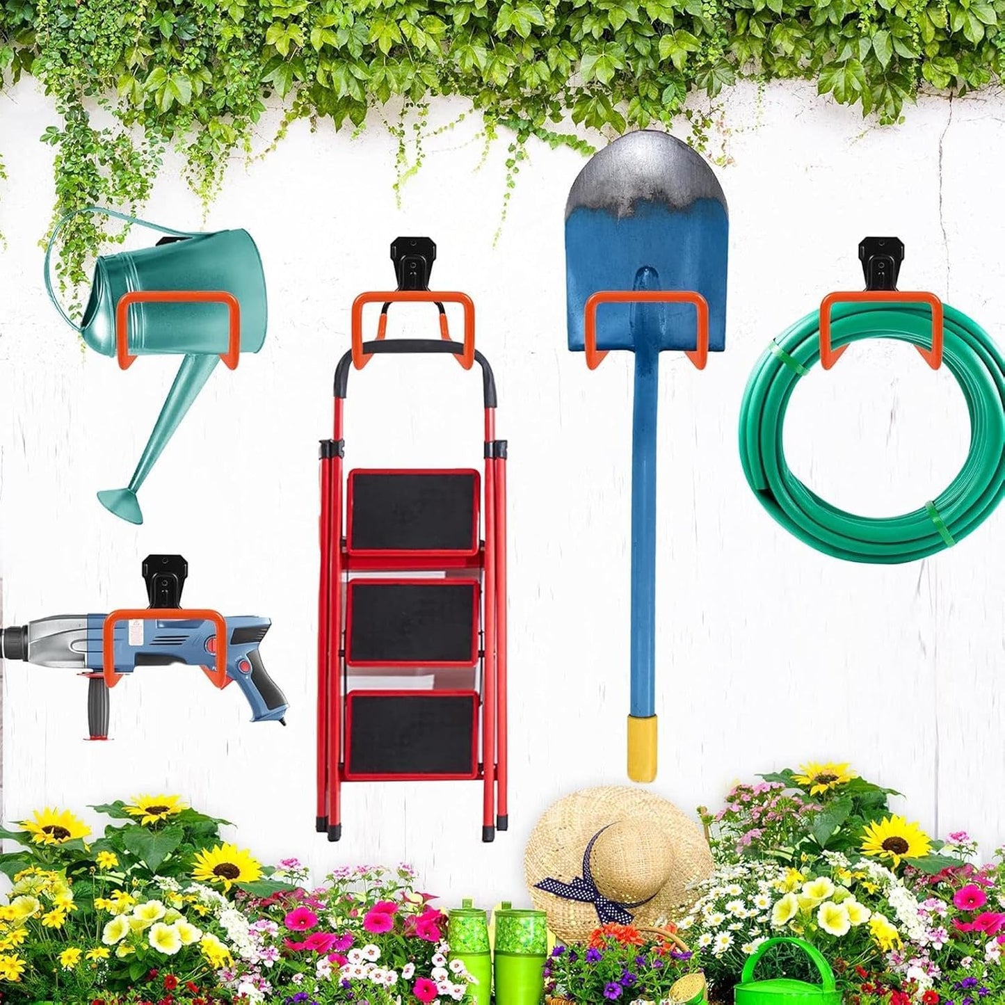 GENERIC Crochets De Rangement De Garage – Crochet Utilitaire Robuste Pour Outils De Cour | Pour échelle, Balai, Tuyau Métallique, Jardin, Jardin, Atelier, Abri De Jardin, Sous-sol