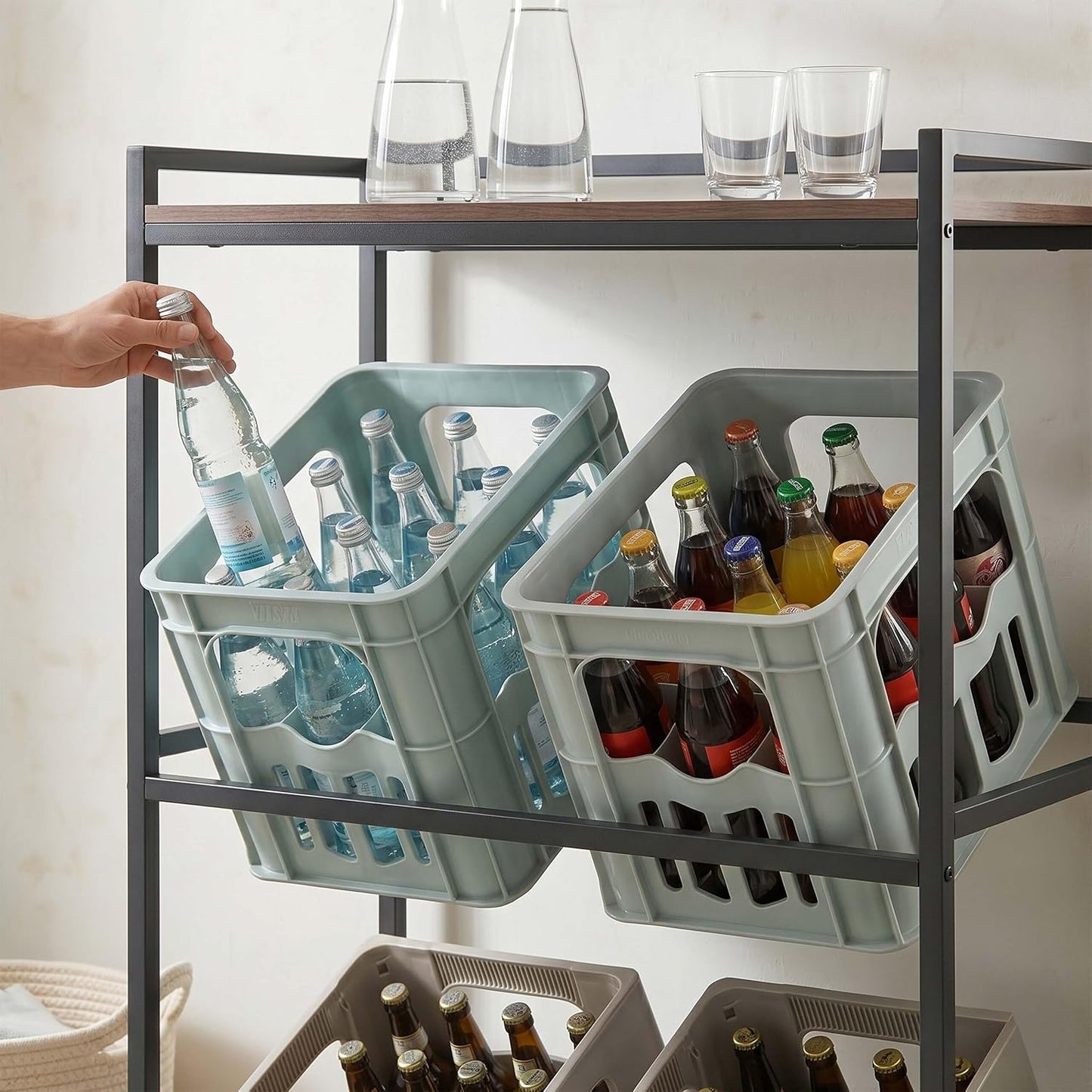  Relaxdays Étagère Pour Caisses à Boissons, 4 Caisses, H X L X P : 117 X 74 X 32 Cm, étagère Industrielle, Marron/Noir