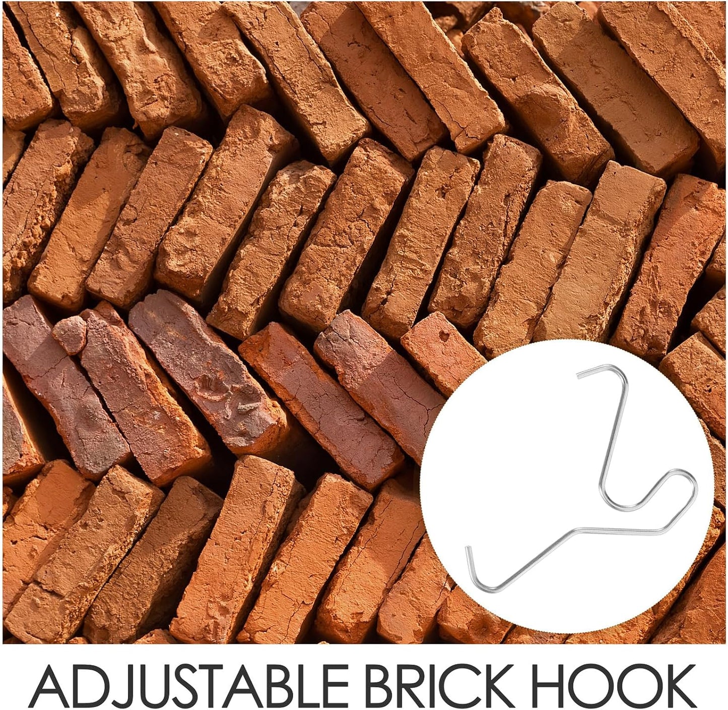  Cabilock Lot De 20 Crochets Réglables Pour Briques Fixation Murale Sans Perçage Pour L'Extérieur Et L'Intérieur Couleur Argent