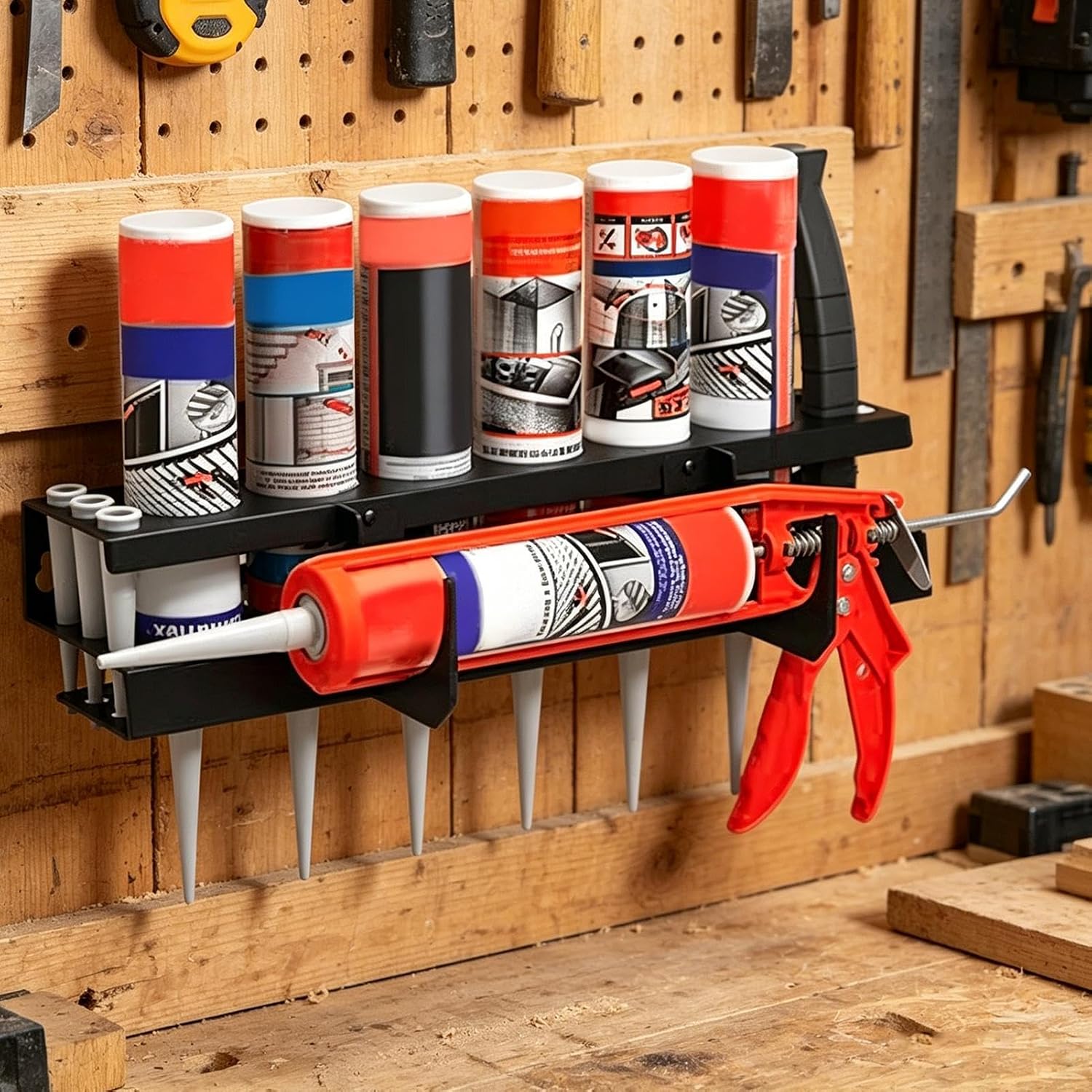 GENERIC Support De Rangement Pour Canettes De Peinture En Aérosol, Préparation Des Outils, Matériau En Fer, Support De Rangement Mural, Support De Rangement Pour Tuyau D'étanchéité, Tube Sécurisé