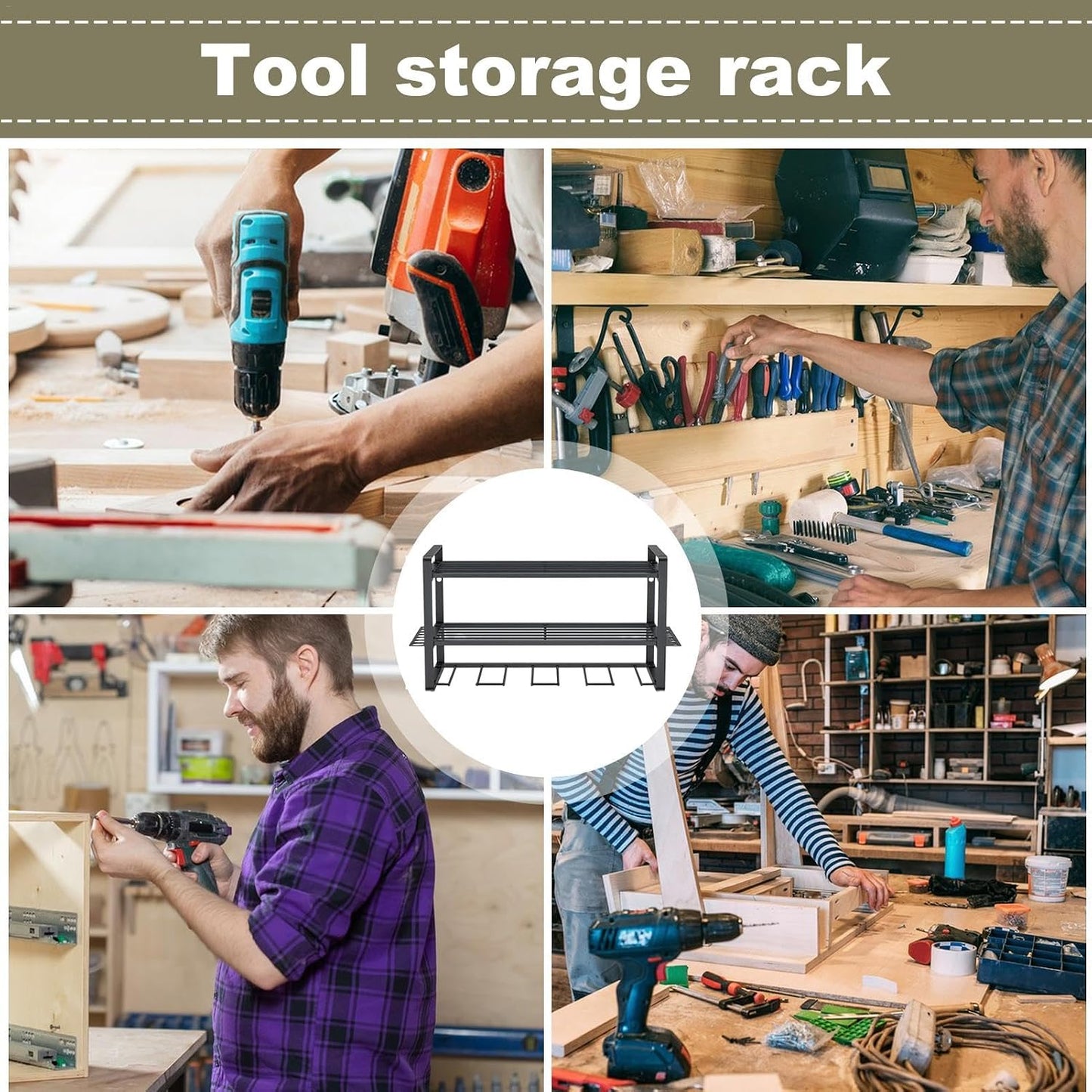  Rangement Pour Outils électriques, étagère De Rangement à 3 Couches, Organiseur Mural D'outils électriques, étagère Modulaire Pour Perceuse, étagère à Outils électriques, Organiseur D'outils